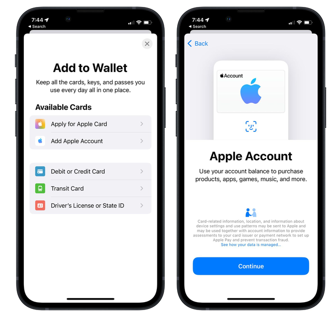 三沙苹果手机维修分享iOS 15.5钱包App如何添加 Apple 账户 